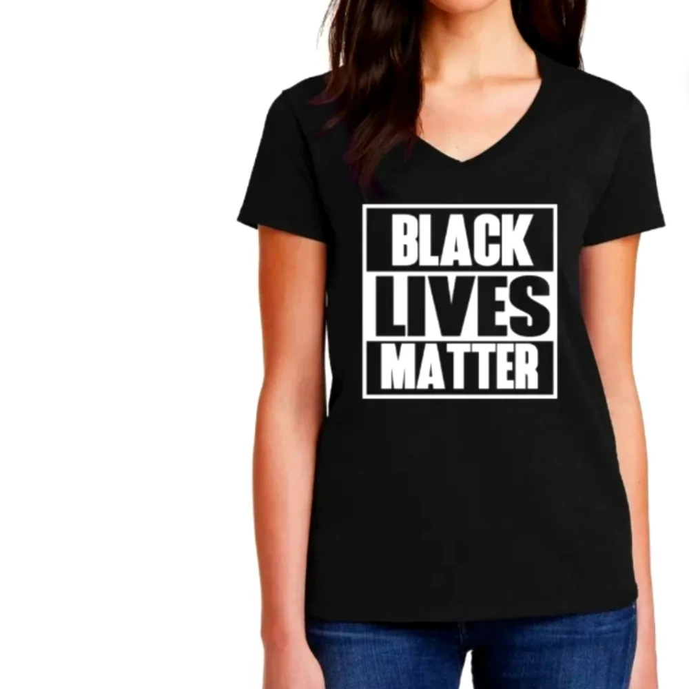 NWOT Women's Black Lives Matter V-neck T-shirt - Picture 3 of 4